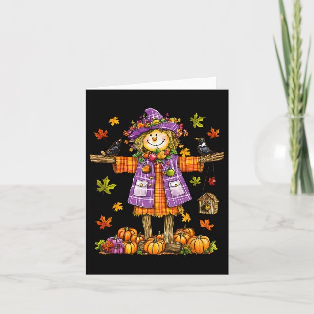 Scarecrow Herbst Saison Pumpkin-Erntedank Karte (Vorderseite)