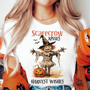 Scarecrow Kisses und Ernte wünscht Herbst T-Shirt