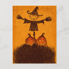Scarecrow Pumpkin Postkarte
