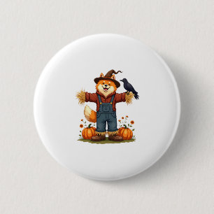 Scarecrow Samoyed Dog Button