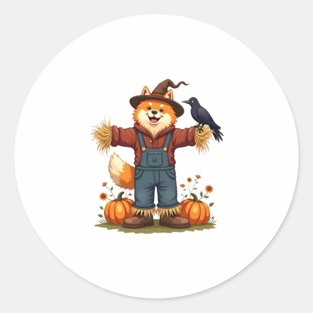 Scarecrow Samoyed Dog Runder Aufkleber (Vorderseite)