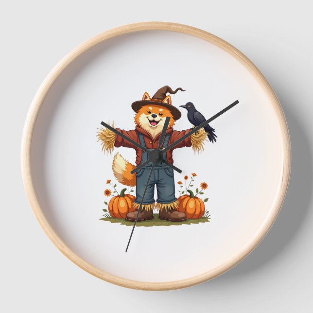 Scarecrow Samoyed Dog Uhr (Vorderseite)