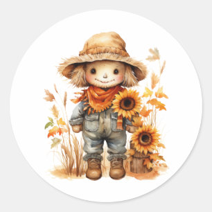 Scarecrow Sonnenblume Runder Aufkleber