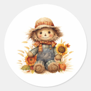 Scarecrow Sonnenblume Runder Aufkleber