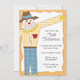 Scarecrow Thanksgiving Automne Party Invitations