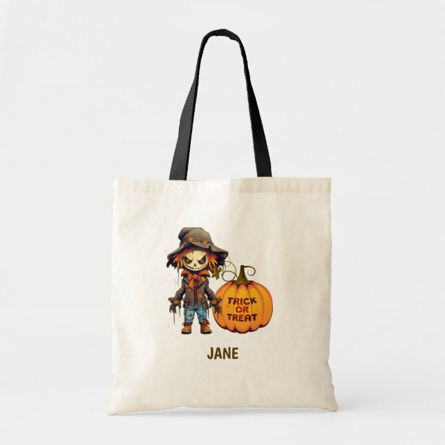 Scarecrow und Pumpkin Halloween Tragetasche (Vorne)