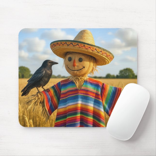 Scarecrow Wearing a Sombrero and Poncho Mousepad (Mit Mouse)