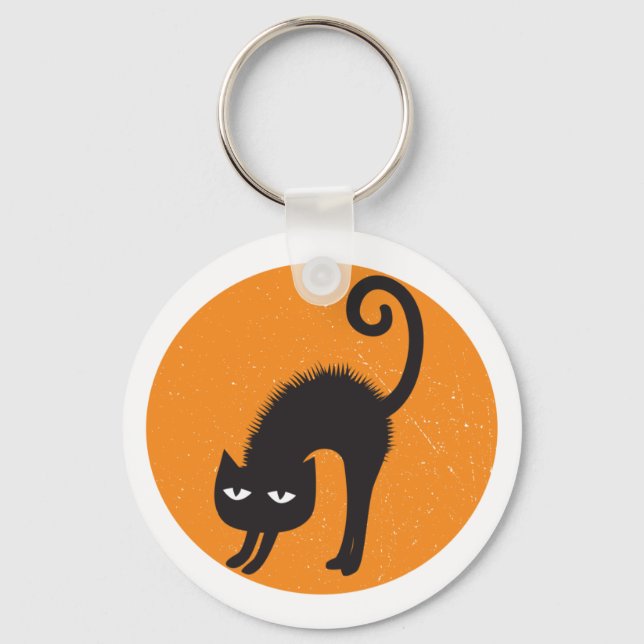 scared cat Keychain Schlüsselanhänger (Vorderseite)