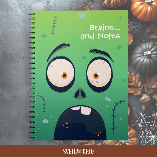 Scared Green Zombie Halloween Spiral Notebook Notizblock (Von Creator hochgeladen)