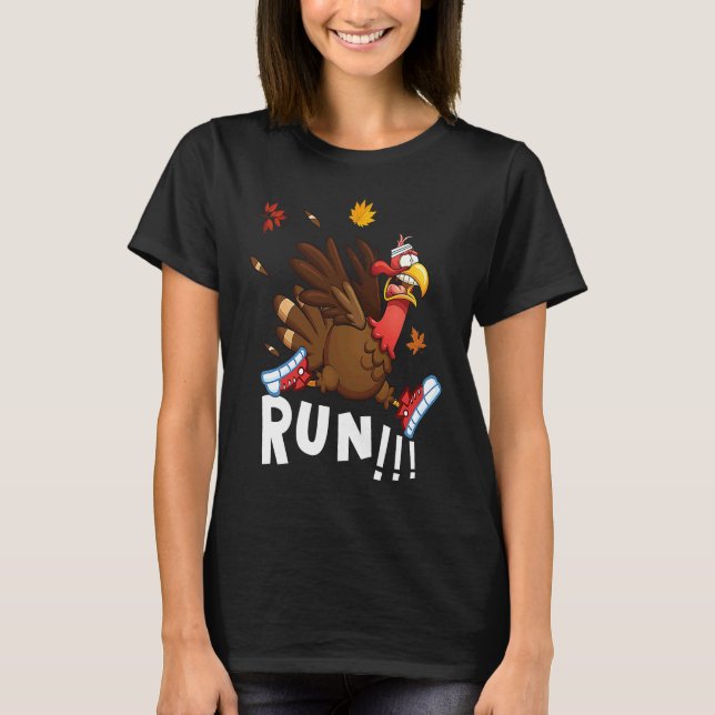 Scared Turkey Run  Thanksgiving Running Turkey Tro T-Shirt (Vorderseite)