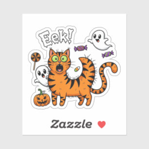 Scaredy Cat - Drôle Sticker Halloween Ghost