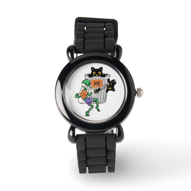 Scaredy Cat Halloween Armbanduhr (Vorderseite)