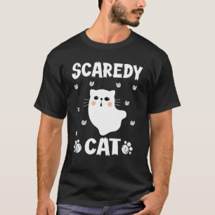 Scaredy Cat Spooky Ghost Kitten Kitty Cat Hallowee T-Shirt