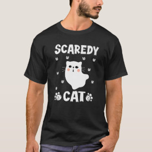 Scaredy Cat Spooky Ghost Kitten Kitty Cat Hallowee T-Shirt