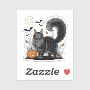 Scaredy Fluff - Sticker Maine Coon Halloween