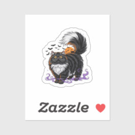Scaredy Persian - Fluffy Persian Cat Halloween Aufkleber