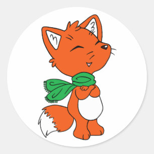 Scarf Fox Runder Aufkleber