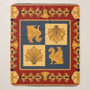 Scarf mit goldgelben Löwen. Separate Elemente Sherpadecke