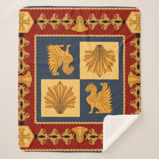 Scarf mit goldgelben Löwen. Separate Elemente Sherpadecke