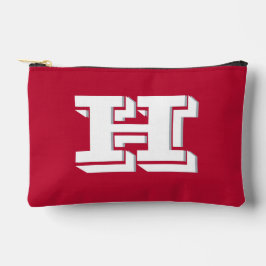 Scarlet and Gray Collegiate Color Style Monogram Zubehörtasche