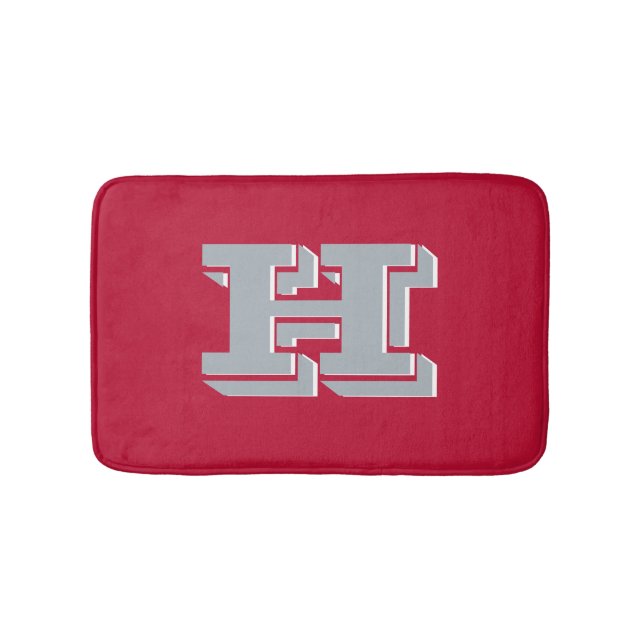 Scarlet and Gray School Pride Color Style Monogram Badematte (Vorderseite)