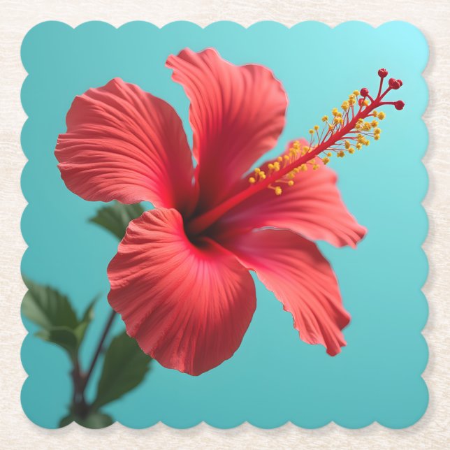 Scarlet Bloom: Die Strahlung eines roten Hibiskus Untersetzer (Vorderseite)