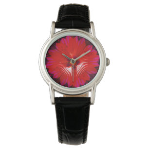 "Scarlet Bloom: Roter Hibiskus Kaleidoskop" Armbanduhr