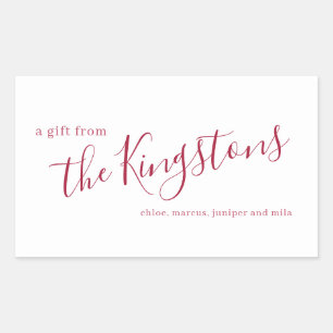 Scarlet Family Name Script Sticker Rectangulaire