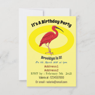 Scarlet ibis bird Cartoon Einladung