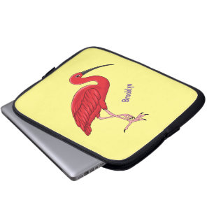 Scarlet ibis bird cartoon illustration laptopschutzhülle