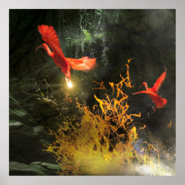 Scarlet Ibis Birds "STEALING THE LIGHT" Poster