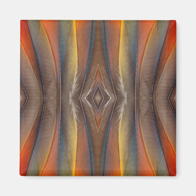 Scarlet Macaw feather design Magnet (Vorne)