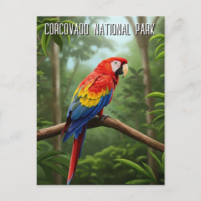 Scarlet Macaw im Corcovado Nationalpark Reisen Postkarte (Vorderseite)