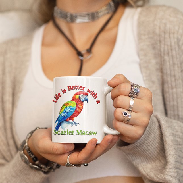 Scarlet Macaw Parrot Coffee Lover Geschenk Kaffeetasse (Von Creator hochgeladen)