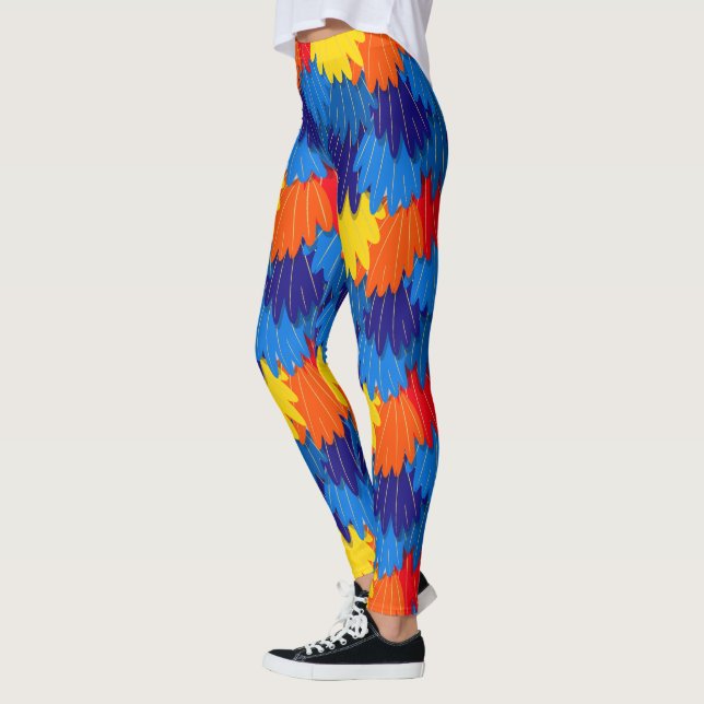 Scarlet Macaw Parrot Feathers Pattern Leggings (Links)