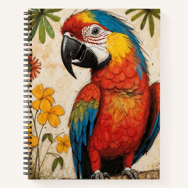 Scarlet Macaw Sketch Notizbuch (Vorderseite)