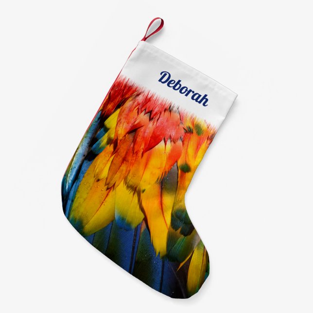 Scarlet Macaw Tropical Bird Personalisiert Kleiner Weihnachtsstrumpf (Vorderansicht (hängend))