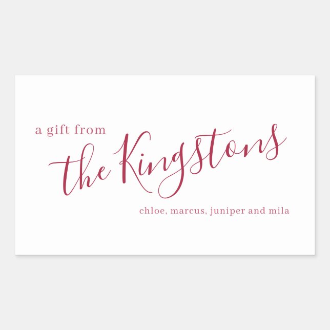 Scarlet Nom de famille Script Sticker rectangulair (Devant)