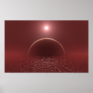 Scarlet Ocean Moon Poster