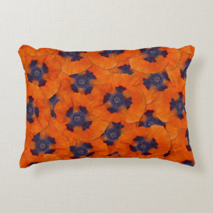 Scarlet Orange Poppy Nahtloses Muster Dekokissen
