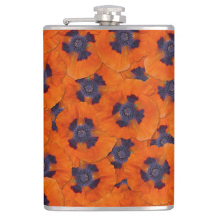 Scarlet Orange Poppy Nahtloses Muster Flachmann