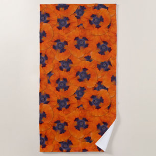 Scarlet Orange Poppy Nahtloses Muster Strandtuch