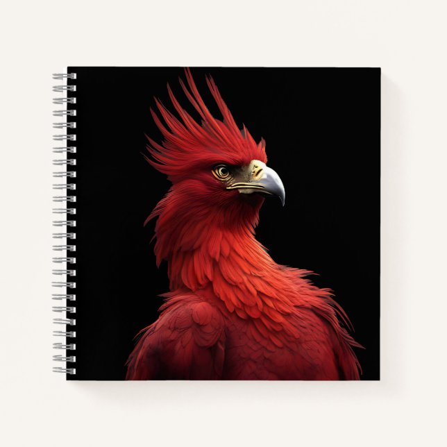 Scarlet Phoenix Sits stolz Notizbuch (Vorderseite)