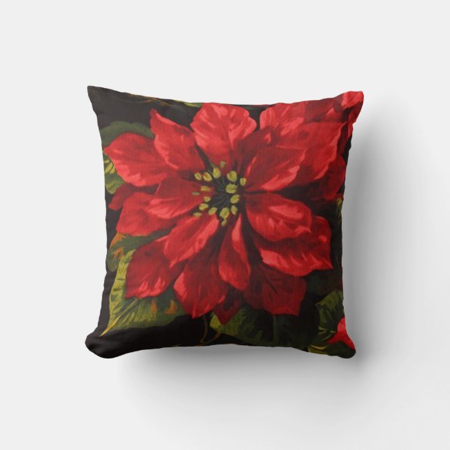 Scarlet Poinsettia Elegante Weihnachten Kissen (Vorderseite)