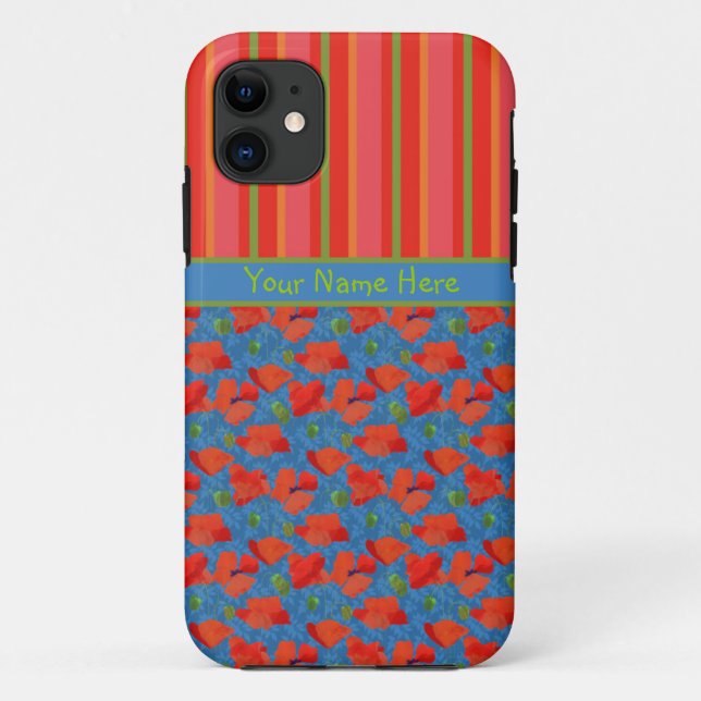 Scarlet Poppies and Stripes iPhone 5/5s Case (Rückseite)