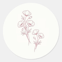 Scarlet Poppy Hochzeitsaufkleber