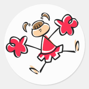 Scarlet Red Cheerleader Runder Aufkleber