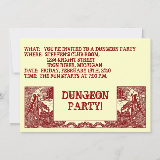SCARLET RED DRAGONS IN DUNGEONS ~PARTY EINLADUNG! EINLADUNG (Vorderseite)