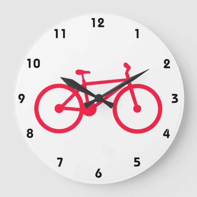 Scarlet Rotes Fahrrad Große Wanduhr (Vorderseite)
