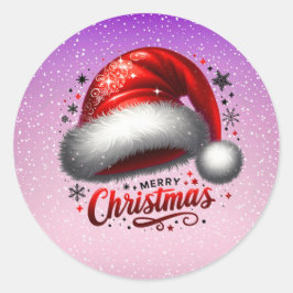 Scarlet Santa Hat Glow  Runder Aufkleber